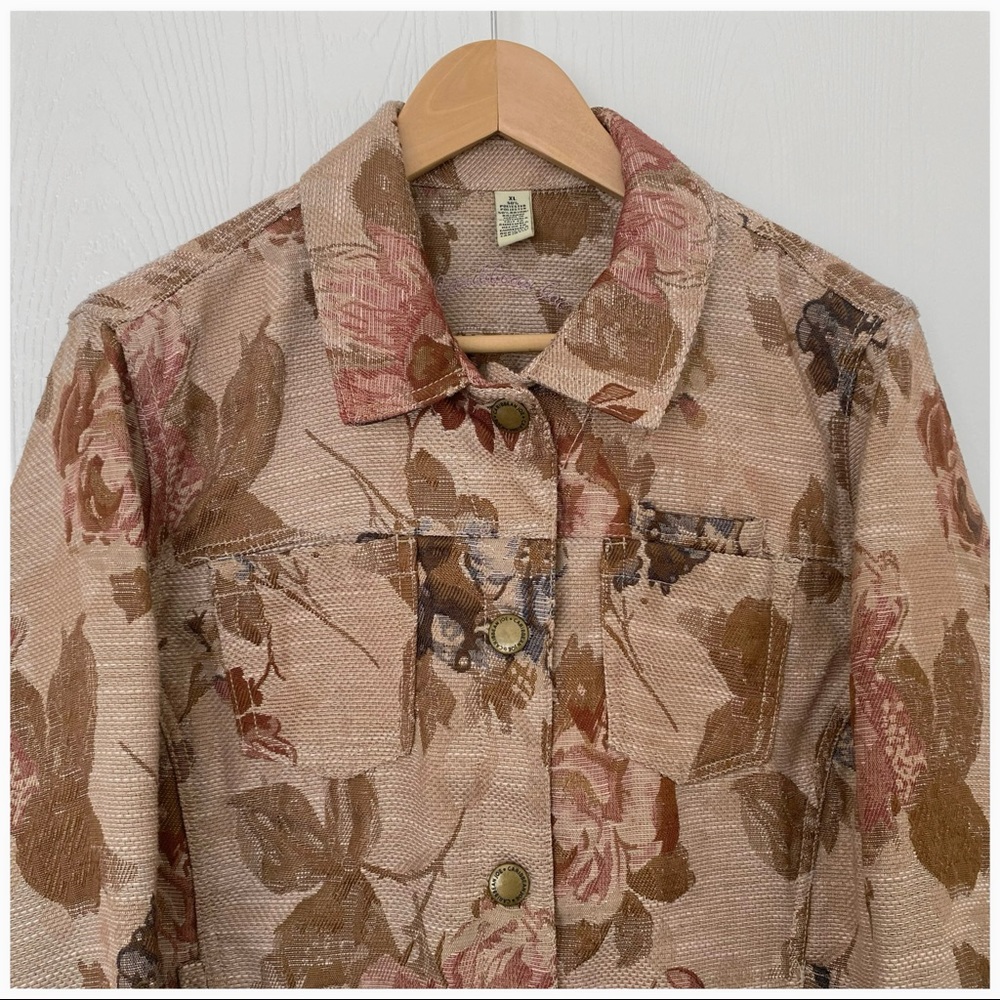floral indie buttoned jean-like jacket